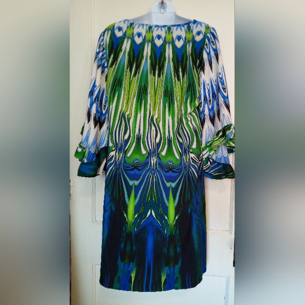 Boston Proper Green and Blue Midi Dress - Picture 6 of 10